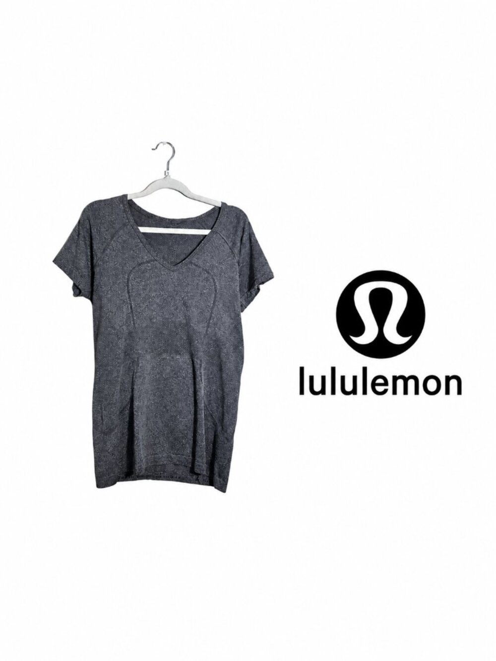 Lululemon Run Swiftly Tech V-Neck Short Sleeve Top Heathered Grey Size 10